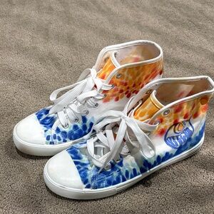 Colorful custom Edmonton oilers Tie-Dye High-Top Sneakers